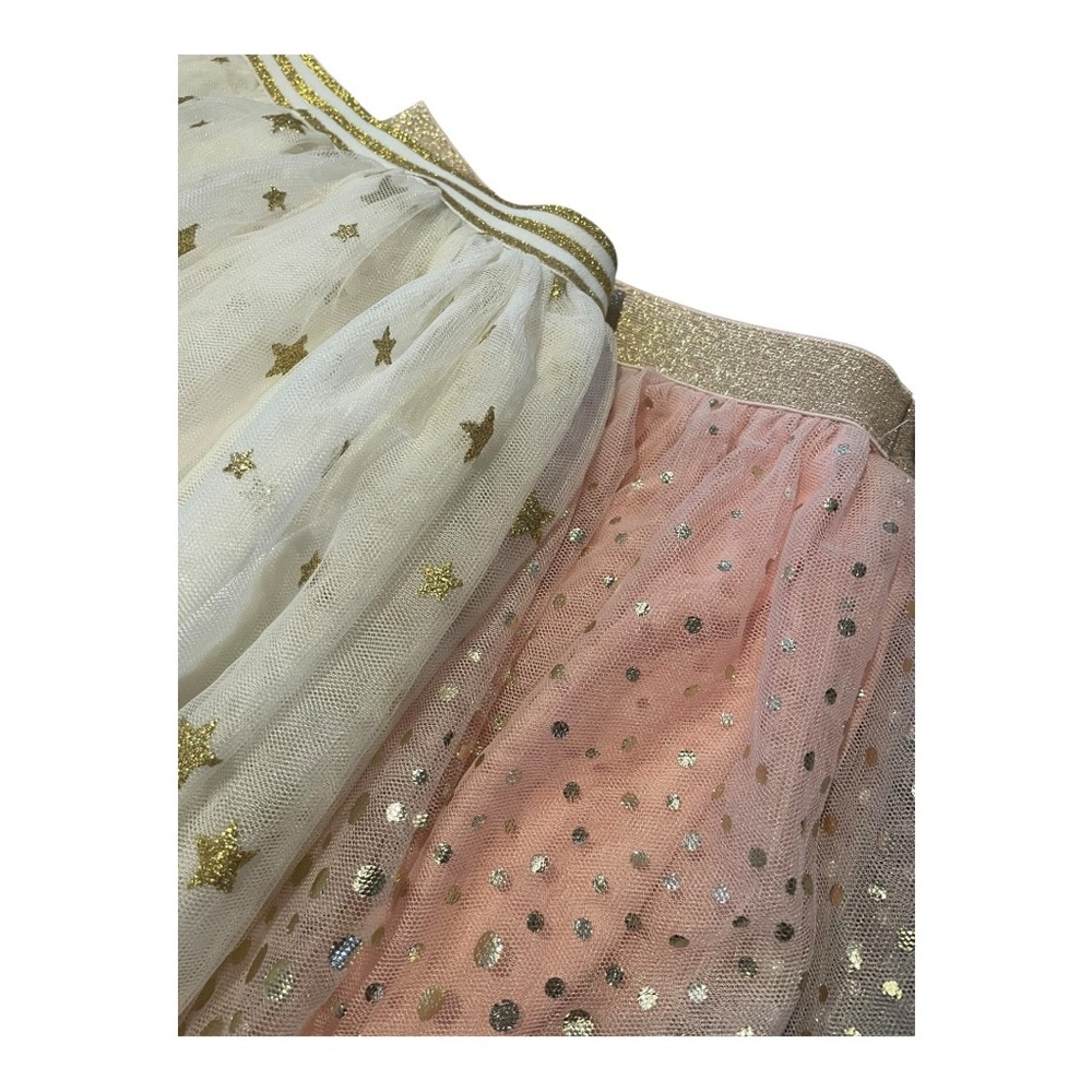 Zunie 2 pack Tutu/ Skirt Pink and White Stars Polkadots Gold Size 5/6 - Picture 2 of 7